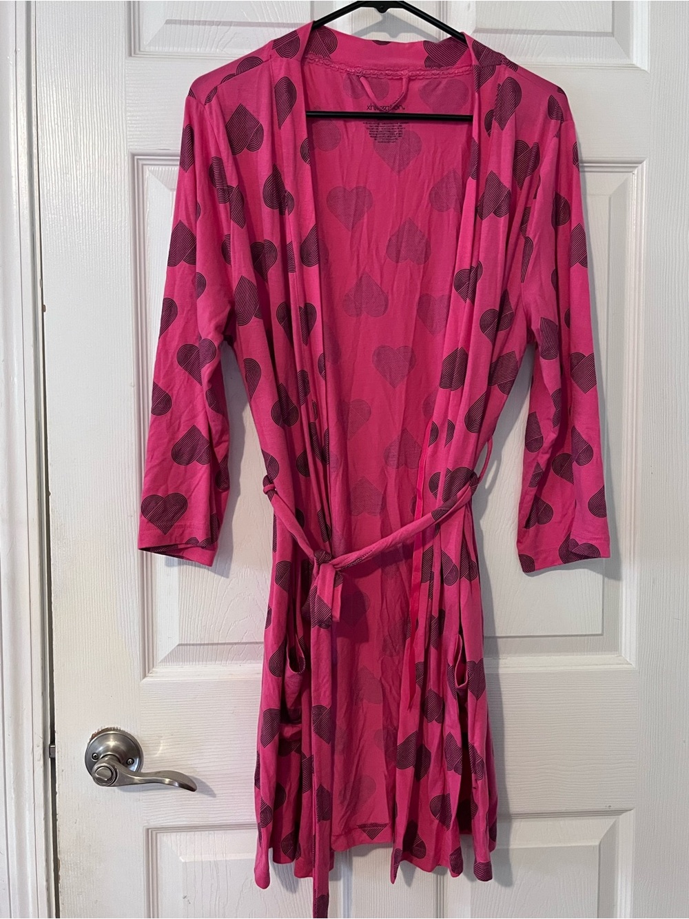 Xhilaration Hot Pink Heart-Print Wrap Dress with Tie